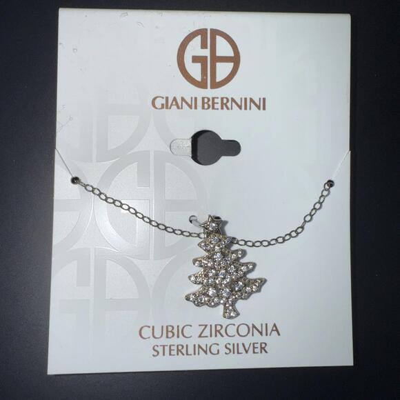 Giani Bernini CZ Cubic Zirconia Sterling Silver Christmas Tree Necklace $85 - Picture 1 of 4